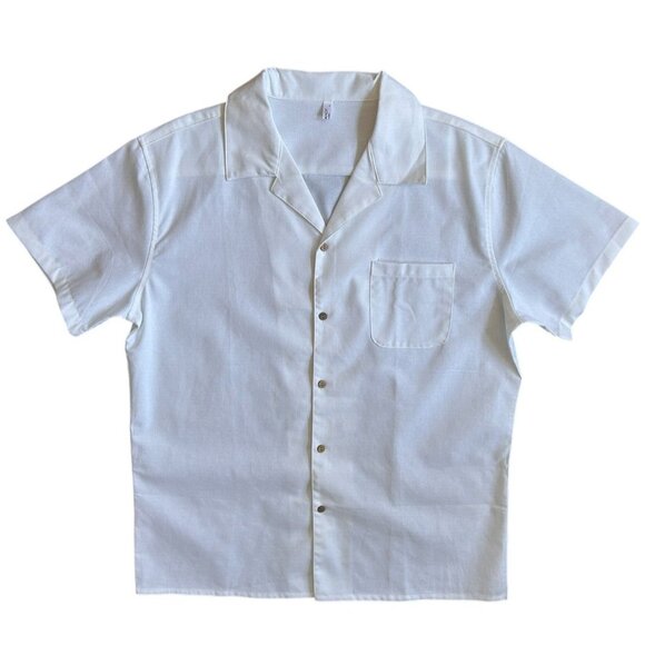 COOFANDY Men's Button Down Casual Short Sleeve Shirt Linen Blend White Large - Picture 1 of 9